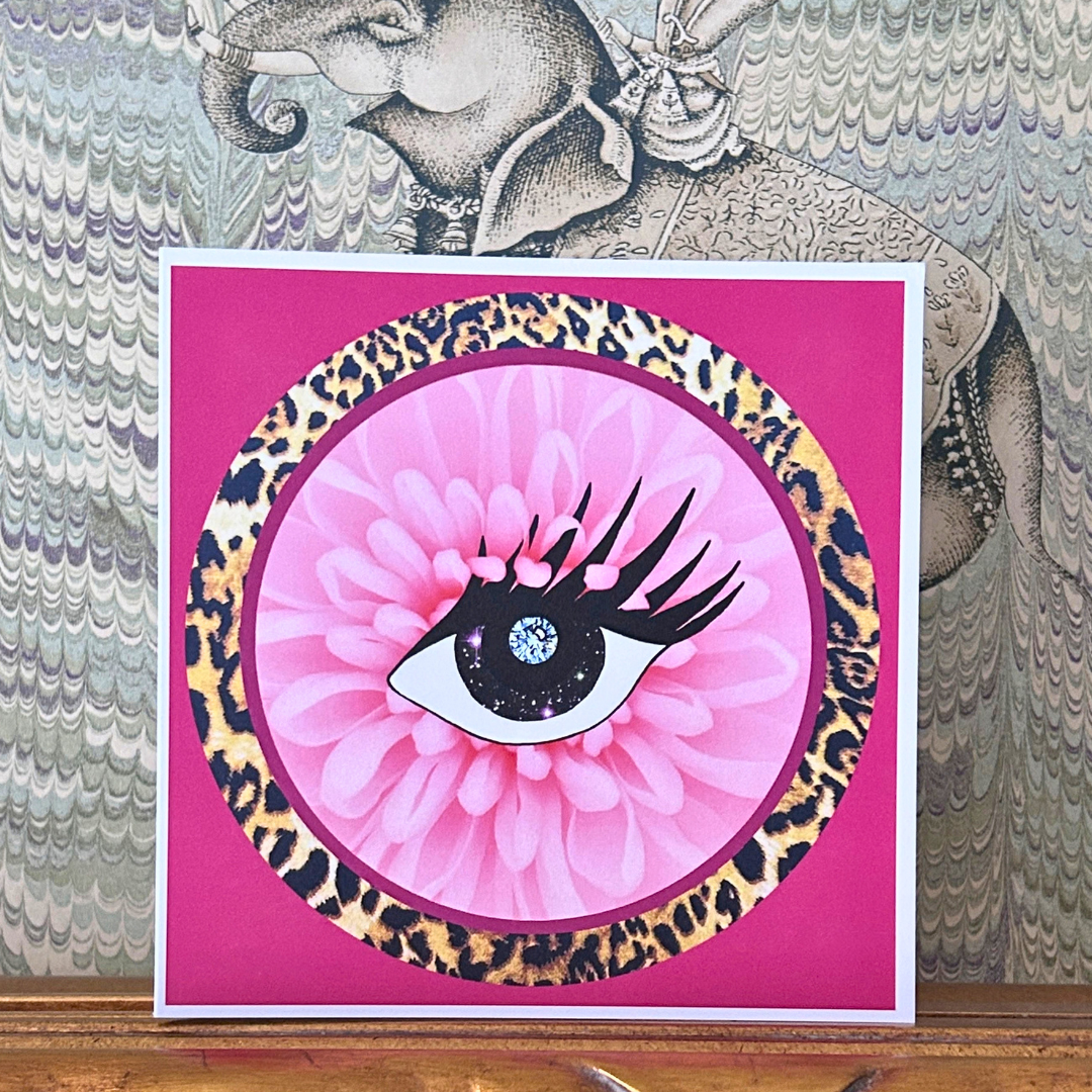 Pink Leopard Eye card